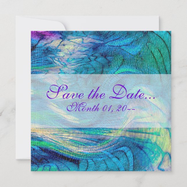 Colourful Abstract Peacock Art Announcements (Front)