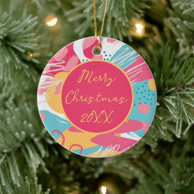 Colourful Abstract Personalised Ceramic Ornament (Tree)