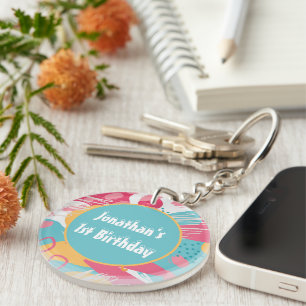Colourful Abstract Personalised Key Ring