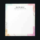 Colourful Abstract Personalised Notepad<br><div class="desc">Modern abstract watercolor design in pastel tones of pink,  purple,  blue and yellow.</div>