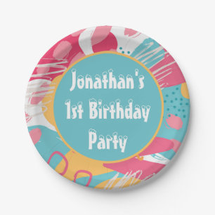 Colourful Abstract Personalised Paper Plate