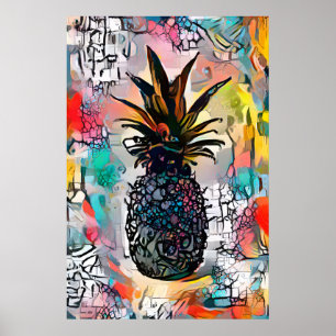 Colourful Abstract Pineapple Fruit Poster