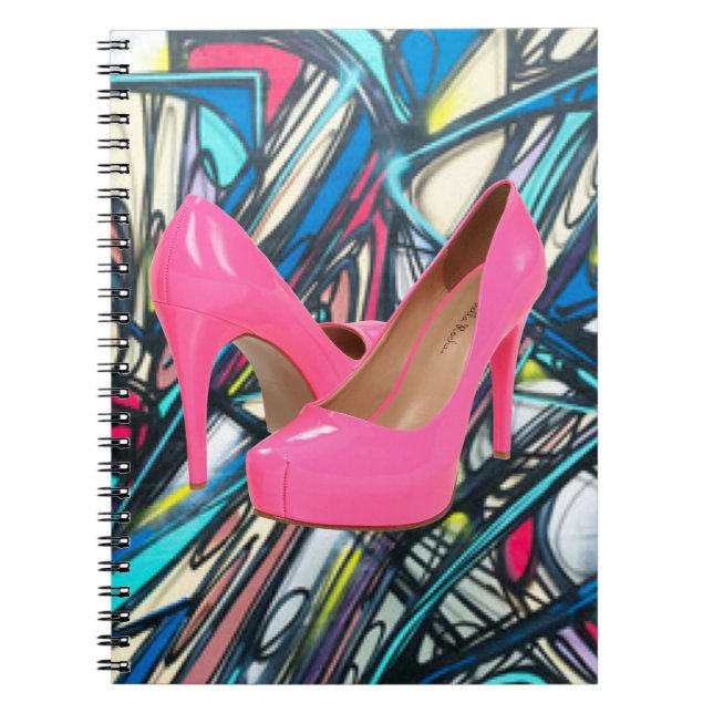 Colourful Abstract Pink High Heels Pattern Design Notebook (Front)