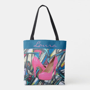 Colourful Abstract Pink High Heels Pattern Design Tote Bag