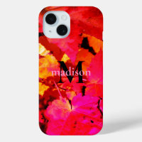Colourful abstract pink red orange Autumn Leaves