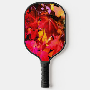 Colourful abstract pink red orange Autumn Leaves Pickleball Paddle