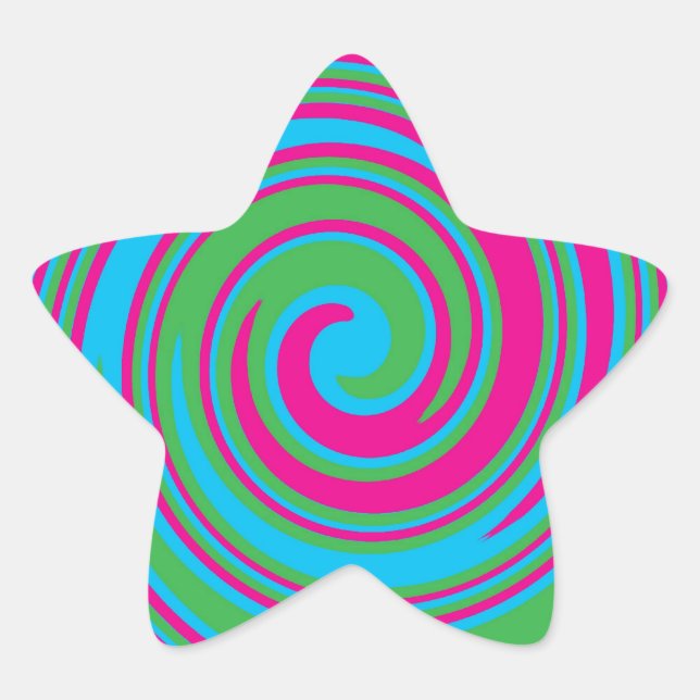 Colourful abstract pinwheel design star sticker (Front)