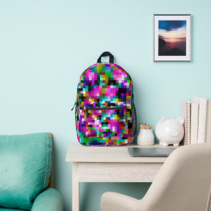 Colourful Abstract Pixel Pattern Printed Backpack