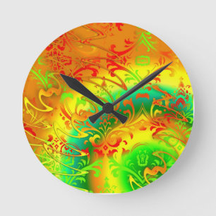 Colourful Abstract Pop Art Design Round Clock