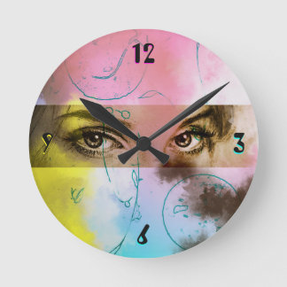 Colourful Abstract Pop Art, Eyes Round Clock