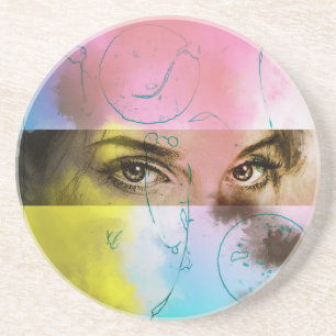 Colourful Abstract Pop Art, SandStone Coaster