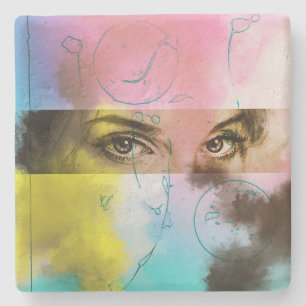 Colourful Abstract Pop Art, Stone Coaster