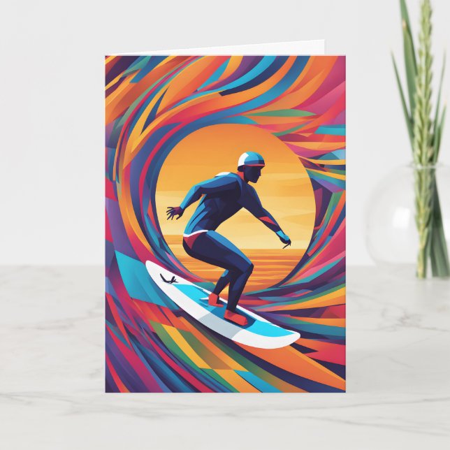 Colourful Abstract Pop Art Surfer Father's Day Card (Front)