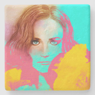 Colourful Abstract Pop Woman, Stone Coaster