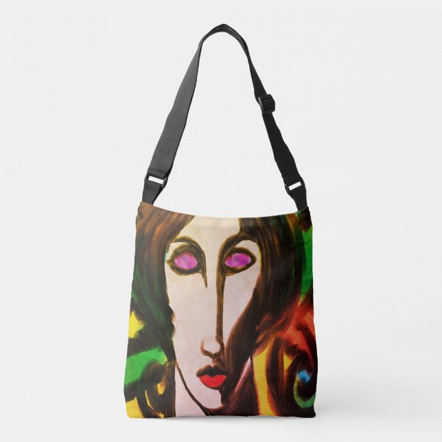 Colourful Abstract Portrait of a Woman Crossbody Bag (Front)