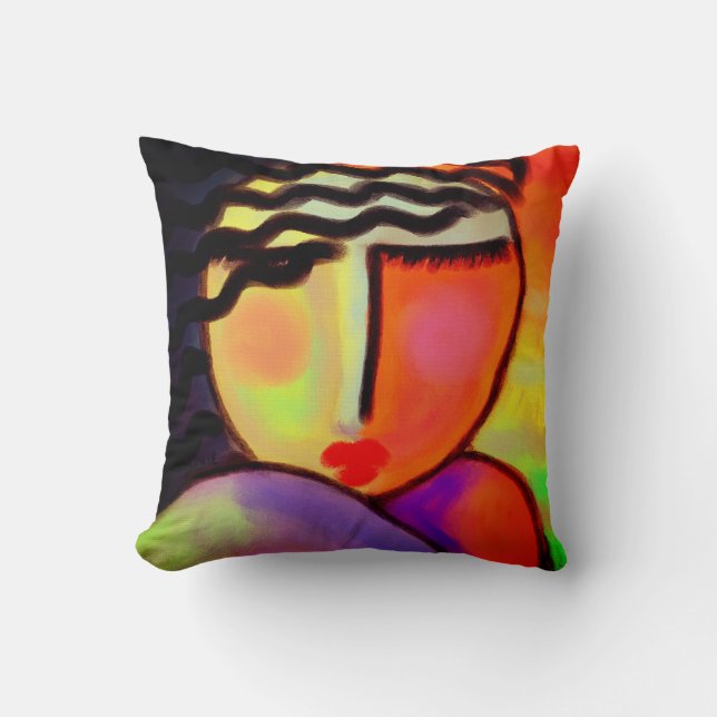 Colourful Abstract Portrait of a Woman Cushion (Front)