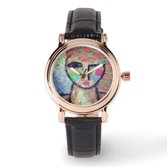 Colourful Abstract Portrait of a Woman Watch (Front)