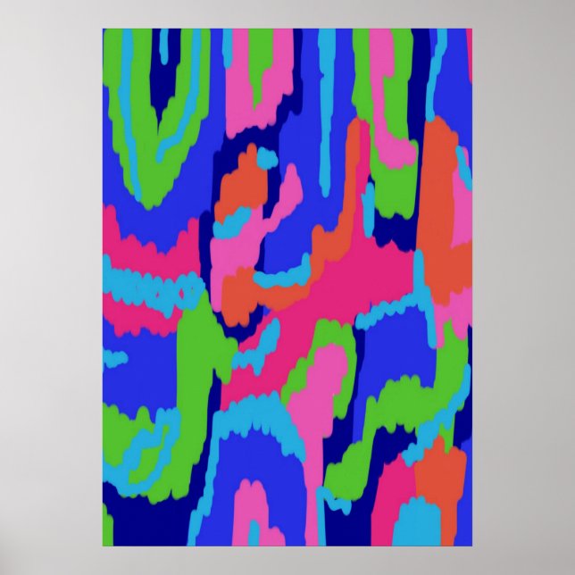 Colourful Abstract Print in Retro Colours (Front)
