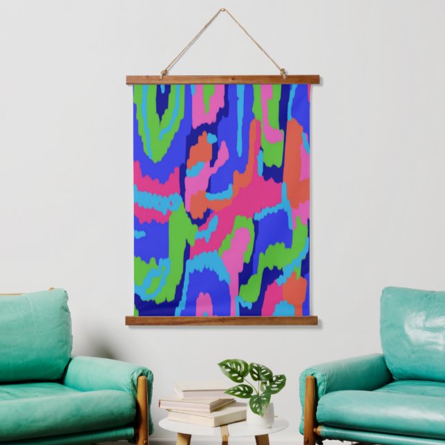 Colourful Abstract Print in Retro Colours Hanging Tapestry (Living Room)