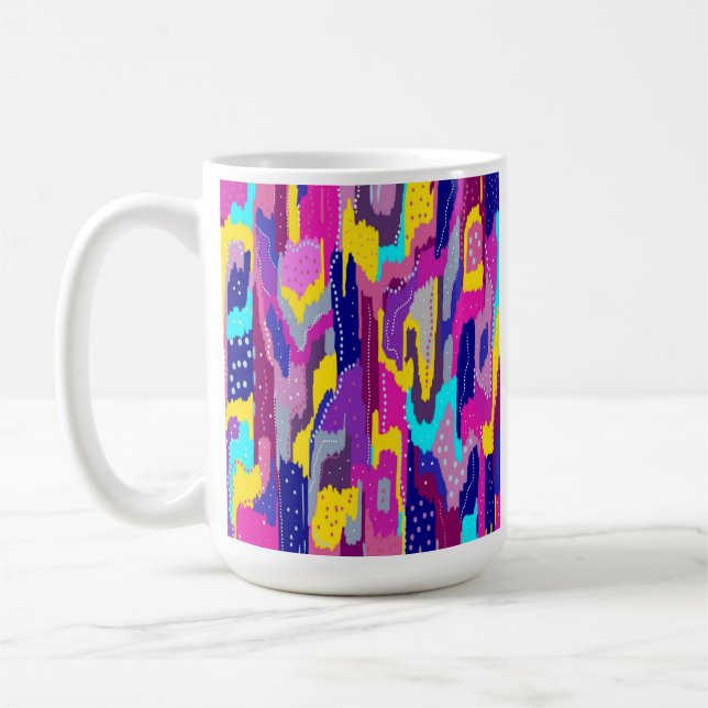 Colourful Abstract Print with Fun Dots Coffee Mug (Left)