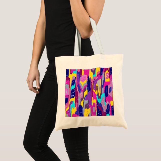 Colourful Abstract Print with Fun Dots  Tote Bag (Front (Product))