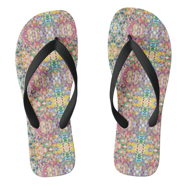 Colourful Abstract Print Women's Summer Flip Flops (Footbed)