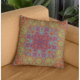 Colourful Abstract Psychedelic Floral Pattern Cushion