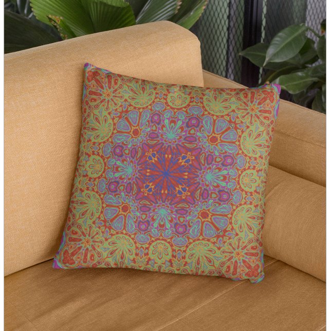 Colourful Abstract Psychedelic Floral Pattern Cushion (Creator Uploaded)