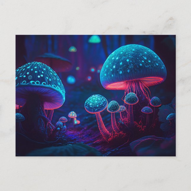 Colourful Abstract Psychedelic Mushroom Postcard (Front)