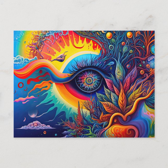 Colourful Abstract Psychedelic Seeing Eye Spirit Postcard (Front)