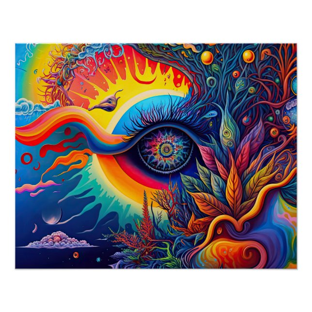 Colourful Abstract Psychedelic Seeing Eye Spirit Poster (Front)