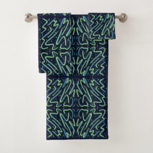 Colourful Abstract Psychedelic Stringy Pointed Art Bath Towel Set