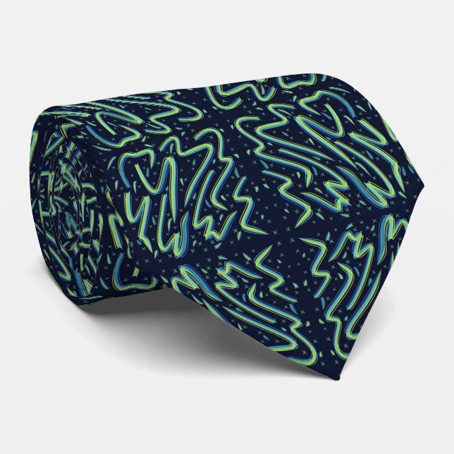 Colourful Abstract Psychedelic Stringy Pointed Art Tie (Rolled)