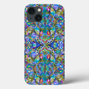 Colourful Abstract Psychedelic Symmetrical Swirls iPhone 13 Case
