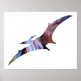 Colourful abstract Pterodactyl silhouette Poster
