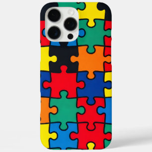 Colourful Abstract Puzzle Piece Pattern Seamless iPhone 16 Pro Max Case