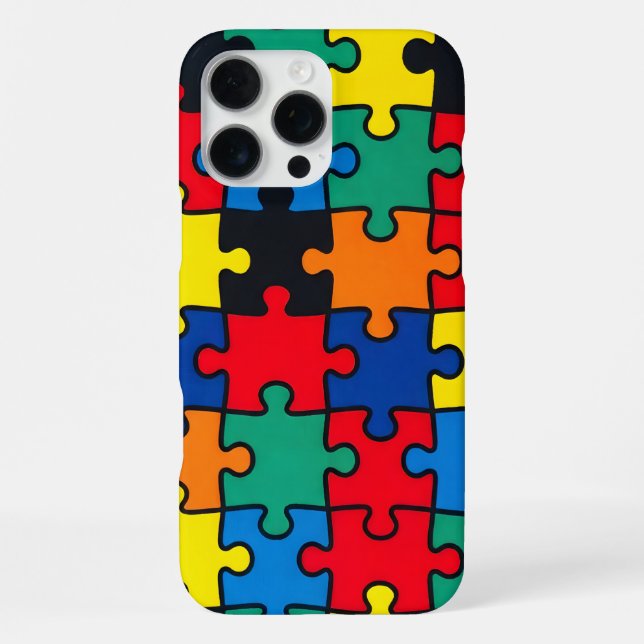 Colourful Abstract Puzzle Piece Pattern Seamless iPhone Case (Back)