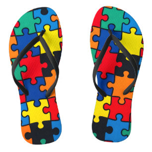 Colourful Abstract Puzzle Piece Pattern Seamless Thongs