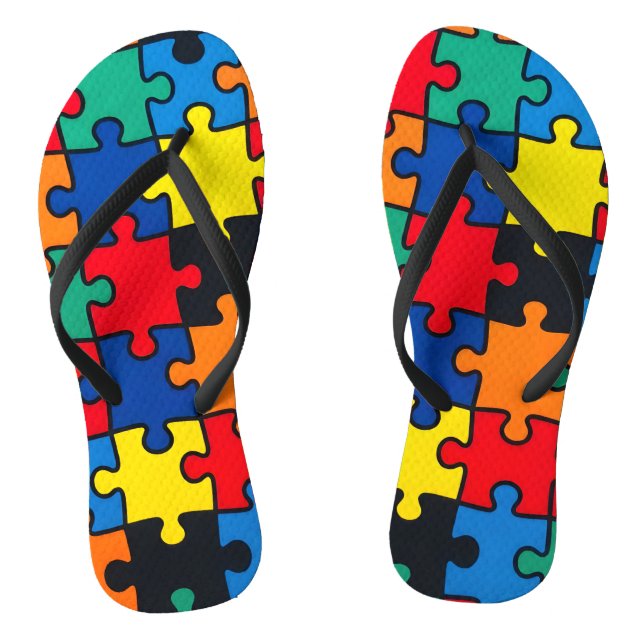 Colourful Abstract Puzzle Piece Pattern Seamless Thongs (Footbed)