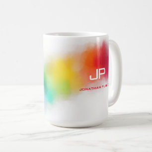 Colourful Abstract Rainbow Colours Elegant Monogra Coffee Mug