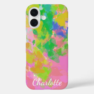 Colourful Abstract Rainbow Painting Personalised iPhone 16 Case