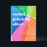 Colourful Abstract Rainbow Photo Bat Mitzvah Party Invitation<br><div class="desc">This modern Bat Mitzvah invitation features bold colour blocking and clean typography for a fresh,  confident celebration style. The vibrant palette creates an energetic yet polished look that feels fun,  contemporary,  and age-appropriate. Ideal for families looking for a modern Jewish celebration design that stands out while still feeling timeless.</div>