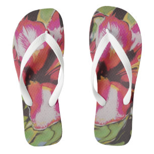 colourful abstract red flower contempory  thongs