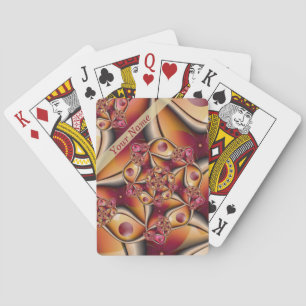 Colourful Abstract Red Orange Fantasy Fractal Name Playing Cards