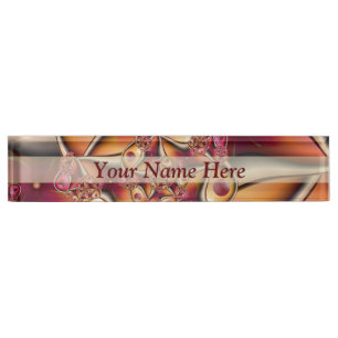 Colourful Abstract Red Orange Fantasy Fractal Text Nameplate