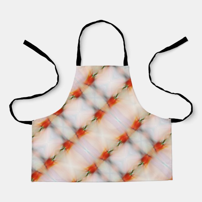 Colourful Abstract Red Pepper Peach Pink Stripes Apron (Front)