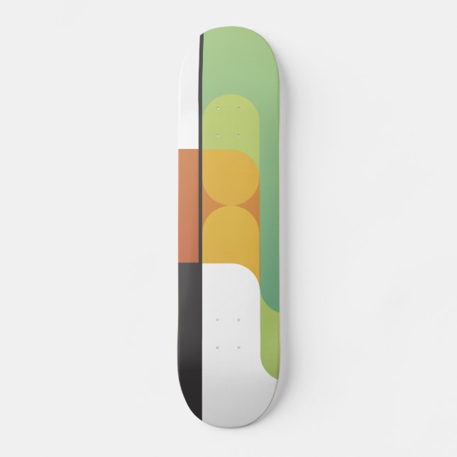 colourful abstract retro art linear geometric skateboard (Front)