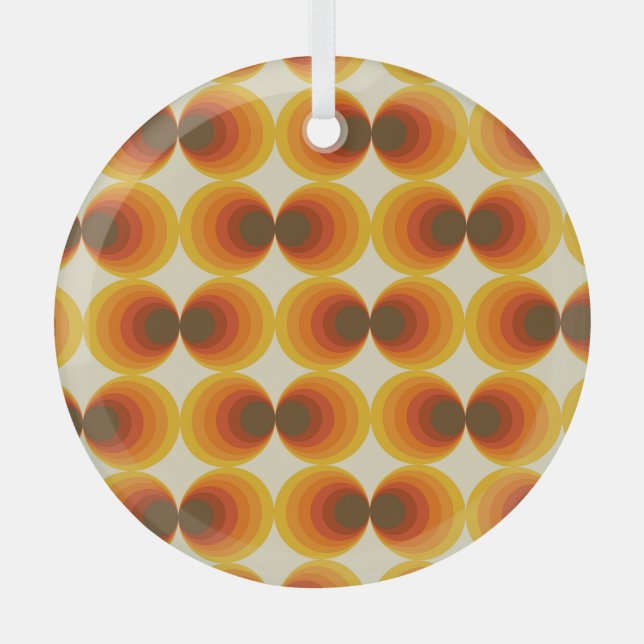Colourful Abstract Retro Geometric Pattern Glass Tree Decoration (Front)