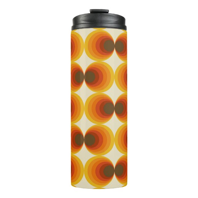 Colourful Abstract Retro Geometric Pattern Thermal Tumbler (Front)
