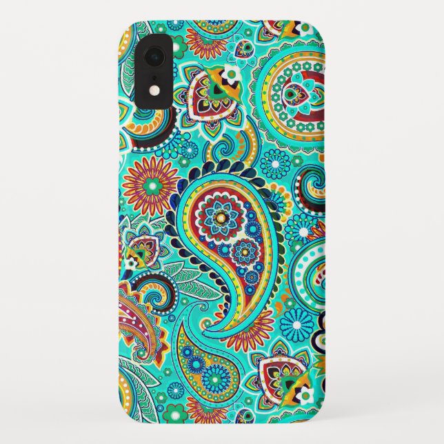 Colourful Abstract Retro Paisley Case-Mate iPhone Case (Back)